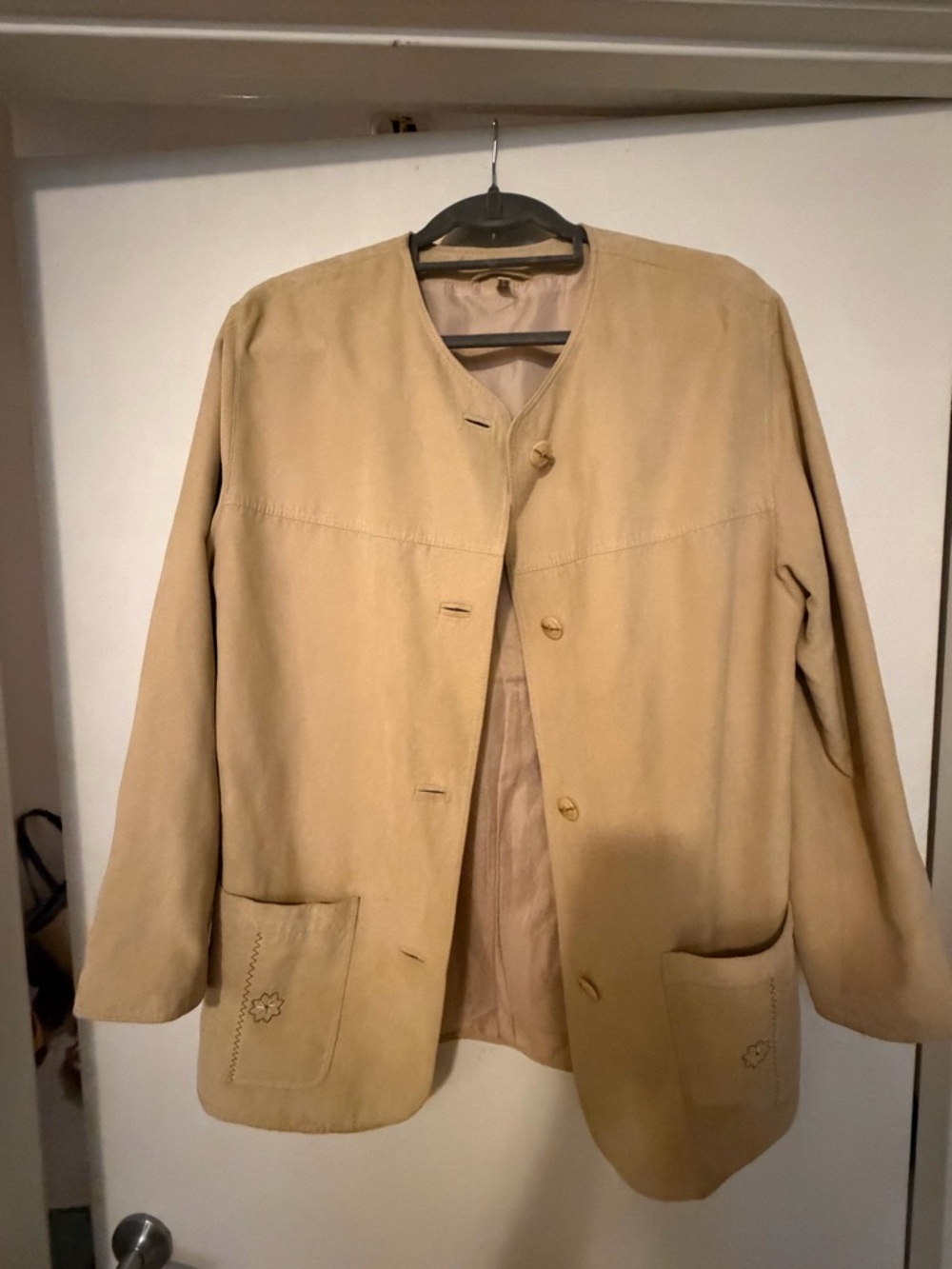 Women's Tan Suede Button Jacket